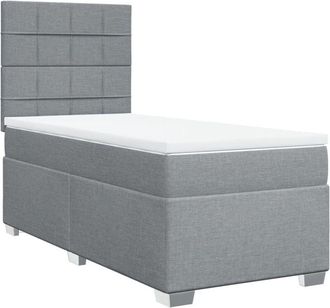 vidaXL Cama Box Spring Con Colch&oacute;n Tela Gris Claro 90x200 Cm Vidaxl