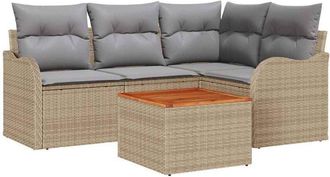 vidaXL Garden Sofa Set 5 pcs Beige and Light Grey Poly Rattan vidaXL