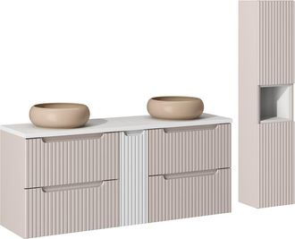 Petits Meubles Set de muebles con lavabo 4 cajones y columna estratificado 140.4cm