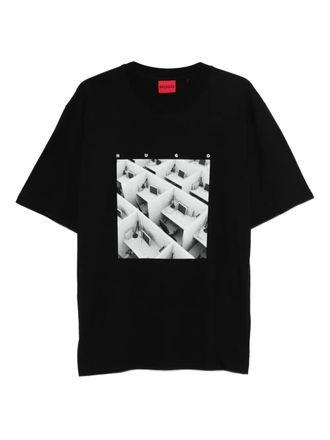 HUGO BOSS graphic print T-shirt - men - Cotton - M - Black