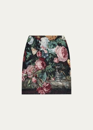L'agence Marseille Floral Jacquard Mini Skirt