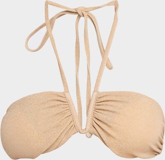 Ramy Brook June Metallic Halter Bikini Top