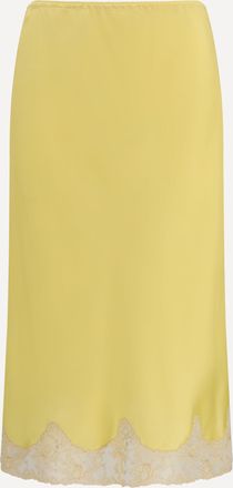 Saint Laurent Satin midi Skirt with lace inserts Female 42