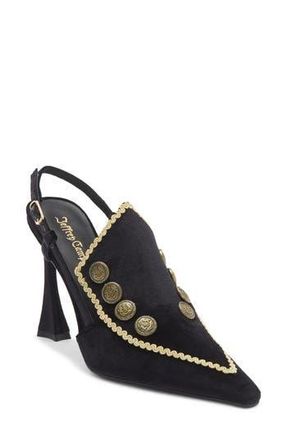Jeffrey Campbell Troubadour Slingback Pump in Black Velvet Gold at Nordstrom Rack, Size 9.5