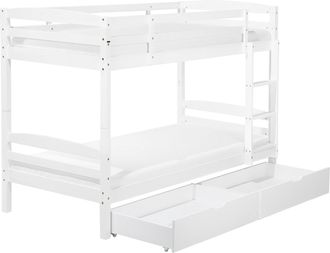 Beliani Beliani - Litera Con Almacenaje De Madera De Pino Blanca 90 X 200 Cm Listones Habitaci&oacute;n Infantil Regat