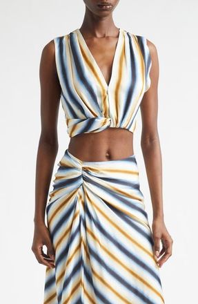 A.L.C. Brooklyn Stripe Crop Top in Tahoe Blue/Milk Chocolate at Nordstrom, Size 00