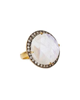 Liv Oliver 18K Plated 19.70 Ct. Tw. Moonstone Cz Statement Ring