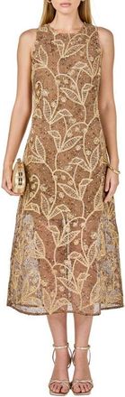 endless rose Sleeveless Mesh Midi Dress in Beige Multi at Nordstrom, Size Medium