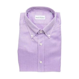Robert Friedman Casual Shirts, male, Multicolor, Size: M Purple Dotted Cotton Shirt