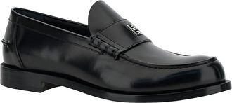 Givenchy Mens Black Leather Loafers With 4g Detail Bull