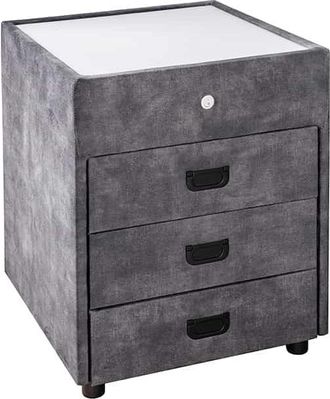 Global Interiors Design Nachtisch Toulouse mit LED-Beleuchtung, Samt Grau