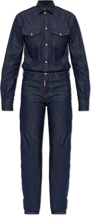 Dsquared2 Dark Shirting Rinse Jean Jumpsuit - Dames - Jumpsuits - Blauw - S - Katoen - Jumpsuits & Playsuits