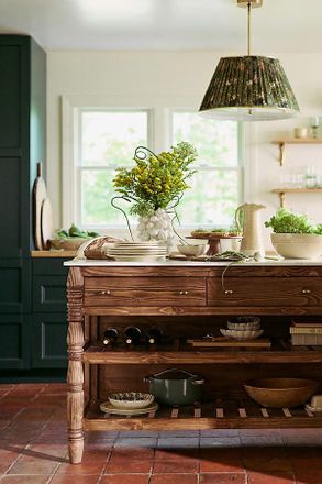 Anthropologie Spindle Marble-Top Kitchen Island