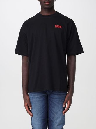 Diesel T-shirt in cotone con logo a contrasto e spalle scese