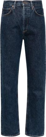 A Gold E Hoge taille rechte pijp jeans - Dames - Regular Fit Jeans - Blauw - W24 - Jeans