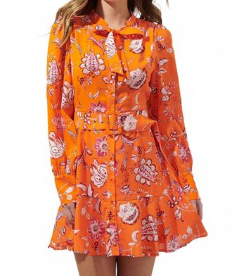 Sugarlips Cosmo Floral Flare Mini Dress In Orange Multi
