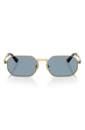 Versace 54mm Rectangular Sunglasses in Gold /Light Blue at Nordstrom
