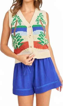 Sadie & Sage Palms Sweater Vest In Multi Color