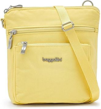 Baggallini Modern Pocket Crossbody Cross Body Womens Handbags Butter Yellow, Polyester/Nylon
