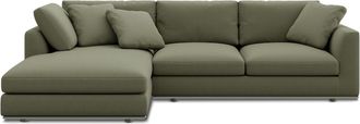 Castlery Hamilton Chaise Sectional Sofa Left Facing Customized, Performance Fleece Moss, Spill Resistant, Removable Covers for Sofas, Castlery