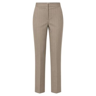 Marella Broeken, Dames, Beige, XS, Leer, Emmcomodo Rechte Broek