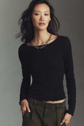 Maeve Textured Long-Sleeve Top