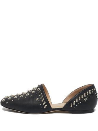 Jimmy Choo London studded leather ballet flats - Black