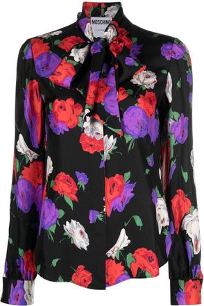 Moschino floral-print silk blouse - women - Silk - 40 - Black