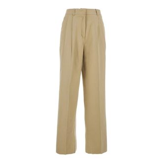Dunst Wide Trousers, female, Beige, Size: S Double Pleated Chino Slacks