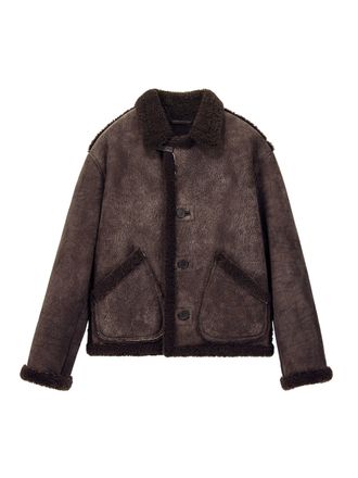Giorgio Armani Shearling-Lined Dark Brown Jacket