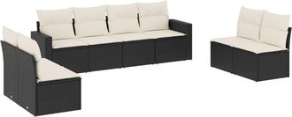 vidaXL Set De Sof&aacute;s De Jard&iacute;n 8 Piezas Y Cojines Rat&aacute;n Sint&eacute;tico Negro Vidaxl