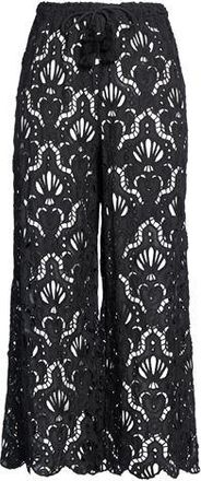 Farm Rio BLACK SEASHELL EYELET PANTS