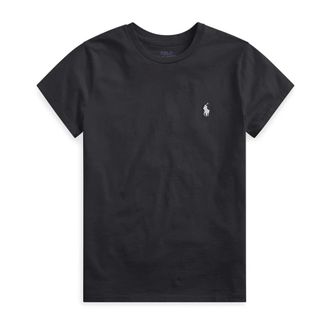 Ralph Lauren Tops, Dames, Zwart, S, Katoen, Zwart katoenen T-shirt met geborduurd pony logo