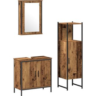 vidaXL Vidaxl - Juego De Muebles De Ba&ntilde;o 3 Pcs Marr&oacute;n 33 X 33 X 120.5 Cm