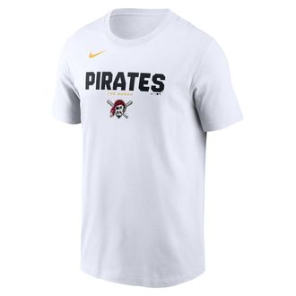 Nike Pittsburgh Pirates Bold Team Name Nike Mens MLB T-Shirt in White | N19910APTB-D31
