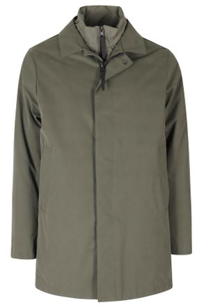 People of Shibuya Dark Green Coated Microfiber Bib Trench Coat