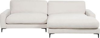Beliani Beliani - Modern Left Hand Chenille Corner Sofa Upholstered Finished Back Black Metal Legs Off-White Maloy