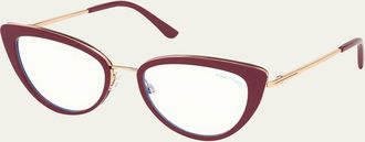 Tom Ford Blue Block Metal Cat-Eye Optical Frames