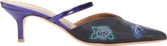 Malone Souliers Marla Hey Lover blue black brocade satin strapped mules EU37