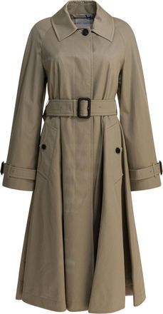 Burberry Womens Car Coat Ellingham Fit-and-flare Trench - Sage Green Cotton - Size EU 38 (Womens)