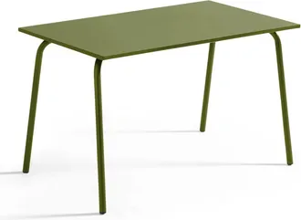 Oviala Mesa de jard&iacute;n rectangular de acero verde cacqui