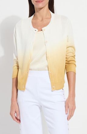 Lyss&eacute; Reign Ombr&eacute; Linen Blend Cardigan in Dip Dye Dark Gold at Nordstrom, Size X-Small