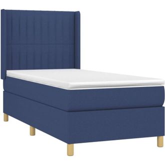 vidaXL Cama Box Spring Con Colch&oacute;n Tela Azul 90x190 Cm Vidaxl