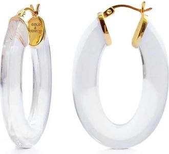 Gold & Honey Womens Flat Oval Lucite Hoop Earrings In Clear