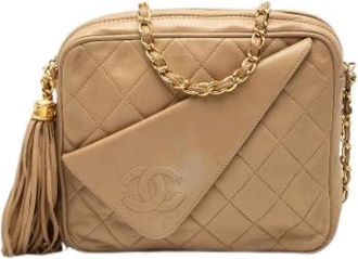 Chanel Pre-owned Quilted Lambskin Crossbody Bag - Dames - Vintage Schoudertas - Beige - ONE Size - Leer - Vintage