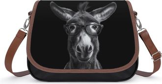 Generic Funny Donkey with Glasses Fashion Womens Crossbody Bags Novelty Handbag Shoulder Bag Purse