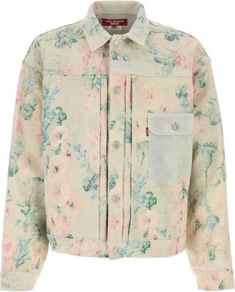 Junya Watanabe Geborduurd jasje met bloemenprint - Heren - Spijkerjassen - Veelkleurig - M - Jassen