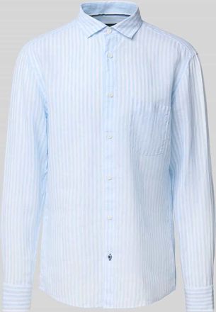 Olymp Level 5 Regular Fit Leinenhemd mit Brusttasche in Hellblau, Gr&ouml;&szlig;e L