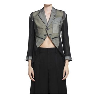 Comme Des Gar&ccedil;ons Sheer Nylon Long Blazer - Dames - Jassen - Zwart - Maat: S Nylon