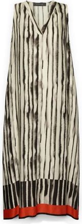 Elena Miro A-lijn Jurk van Satijn met Print - Dames - Casual kleedjes - Zwart - XL - Satijn - Kleedjes